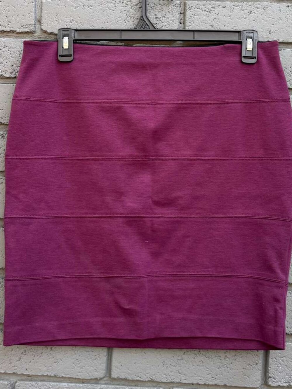 Daisy Fuentes Pull On Bandage Mini Skirt Bodycon Women Grape Purple Sz L Stretch